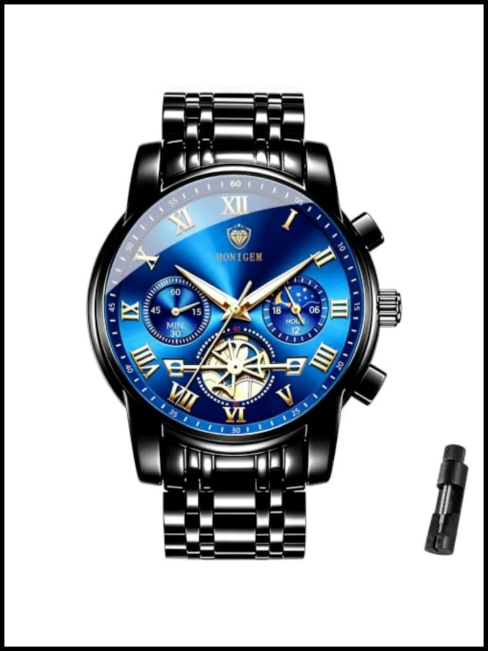 Mens Chronograph Watch Stainless Steel Business Dress Quartz